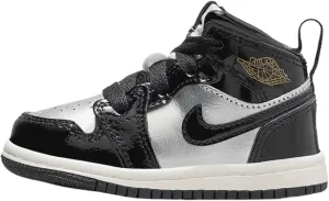 Jordan 1 Mid SE Baby/Toddler Shoes (FZ3939-001, Black/Metallic Silver/Sail/Metallic Gold)