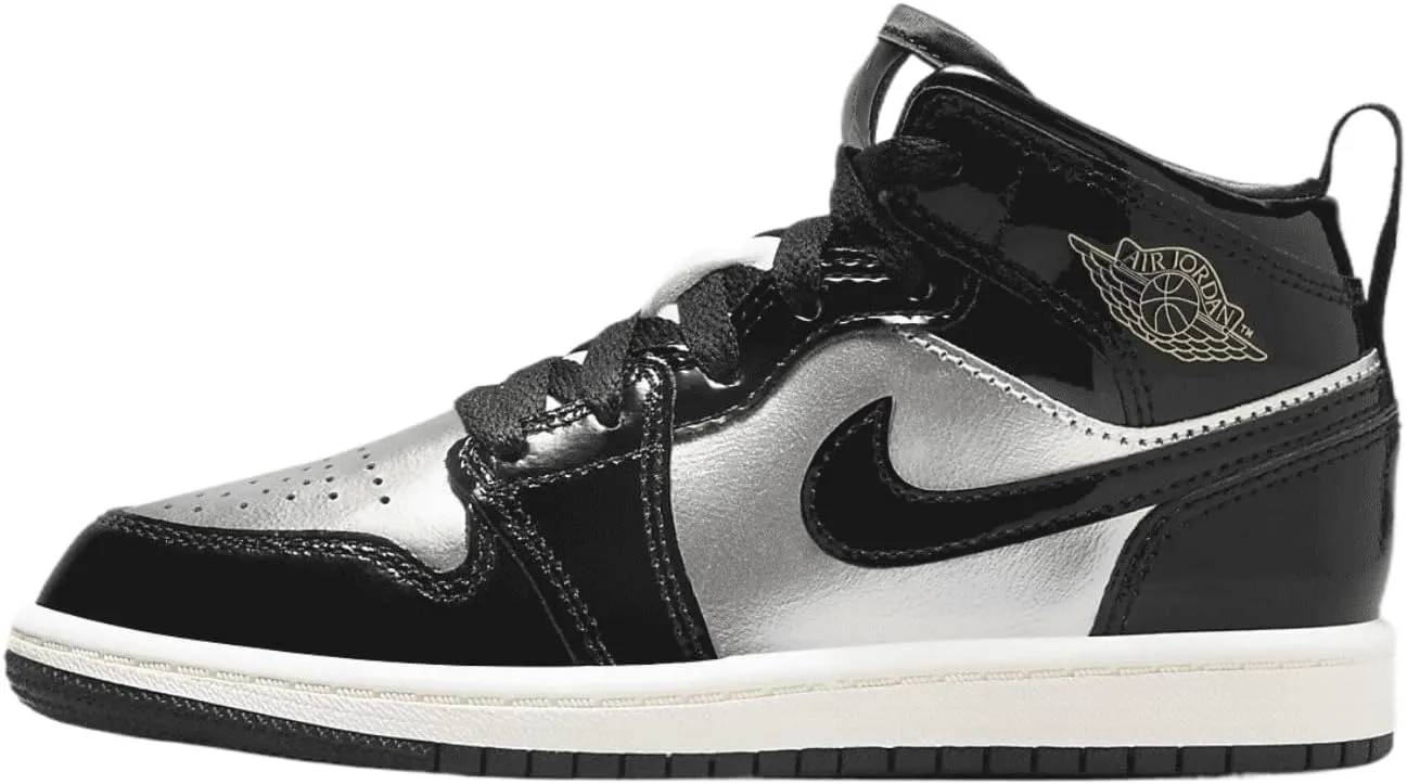 Jordan 1 Mid SE Little Kids' Shoes (FZ3937-001, Black/Metallic Silver/Sail/Metallic Gold)