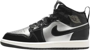 Jordan 1 Mid SE Little Kids' Shoes (FZ3937-001, Black/Metallic Silver/Sail/Metallic Gold)