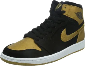 Jordan mens Nike Air Jordan 1 Retro High Black/White/Gold 332550-026