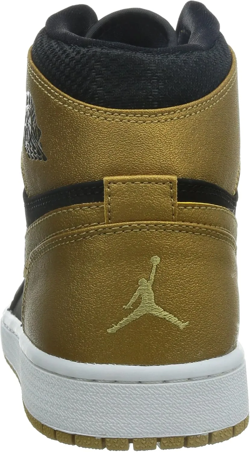 Jordan mens Nike Air Jordan 1 Retro High Black/White/Gold 332550-026