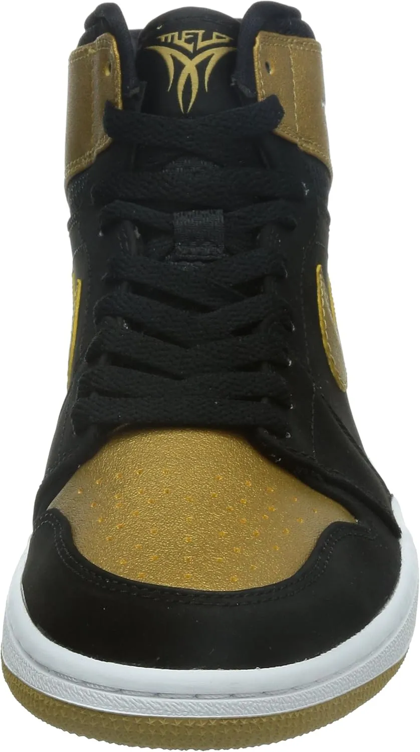 Jordan mens Nike Air Jordan 1 Retro High Black/White/Gold 332550-026