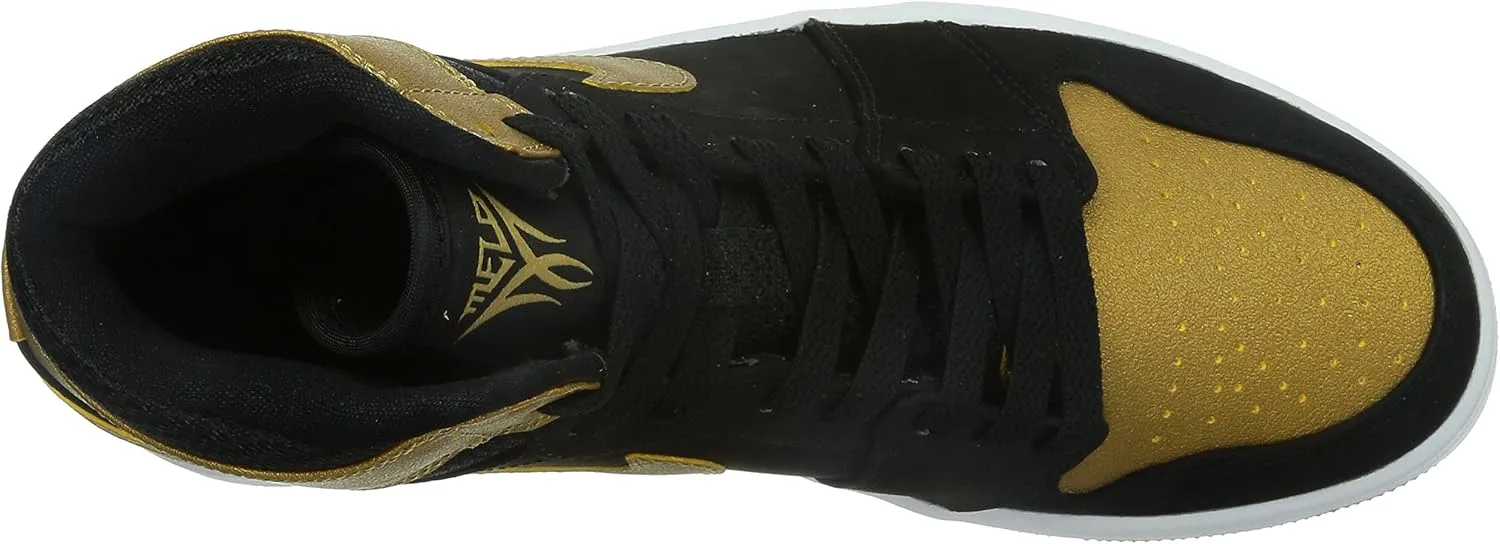 Jordan mens Nike Air Jordan 1 Retro High Black/White/Gold 332550-026