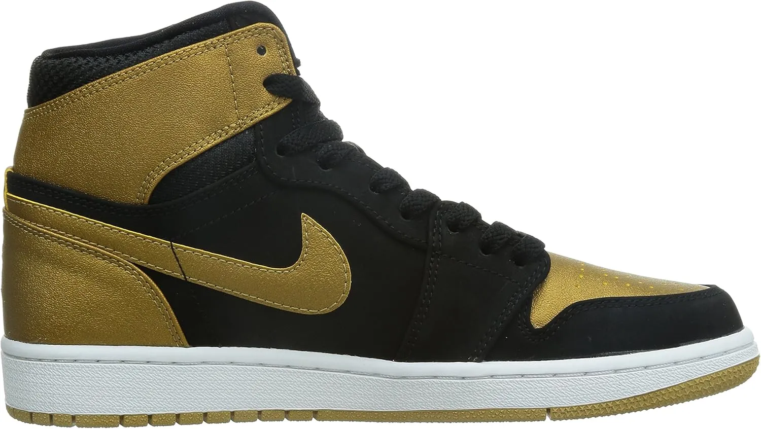 Jordan mens Nike Air Jordan 1 Retro High Black/White/Gold 332550-026