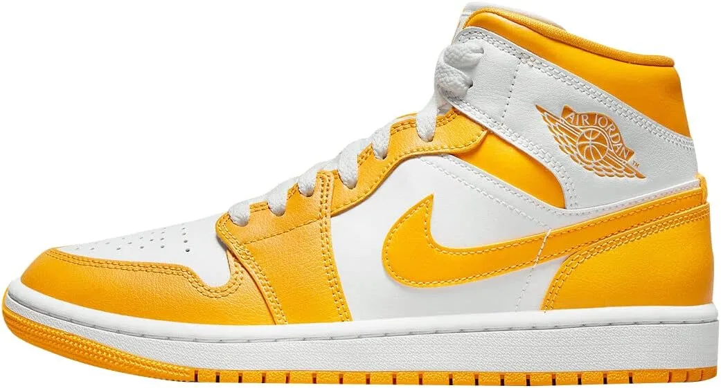 Jordan Womens Wmns 1 Mid BQ6472 117 White/University Gold - Size 10.5W