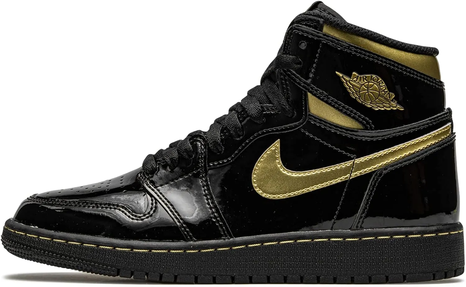 Jordan Youth Air 1 Retro High OG GS 575441 032 Black Metallic Gold - Size 4.5Y