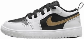 Jordan 1 Low Alt Little Kids' Shoes (DR9748-172, White/Black/Metallic Gold) Size 3