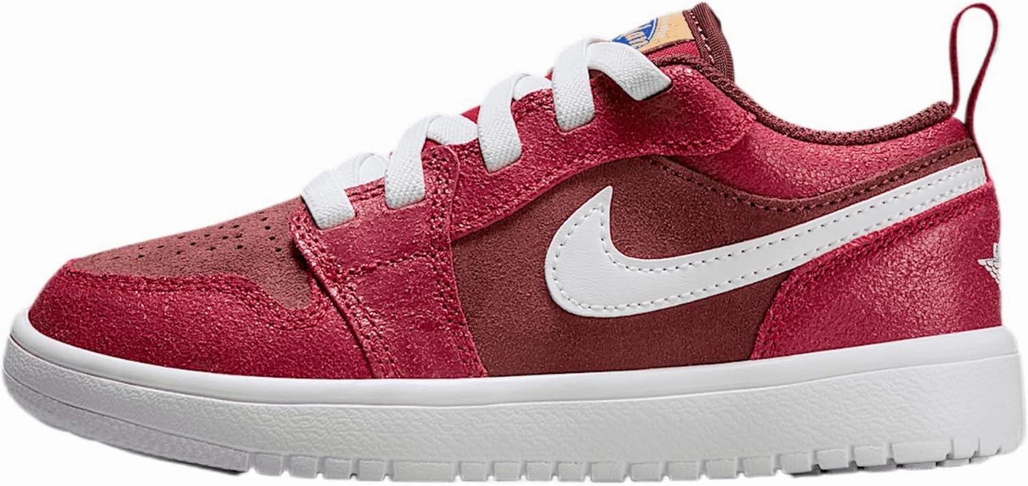 Jordan 1 Low Alt SE Little Kids' Shoes (HF3204-200, Dark Pony/Varsity Red/Metallic Gold/White)
