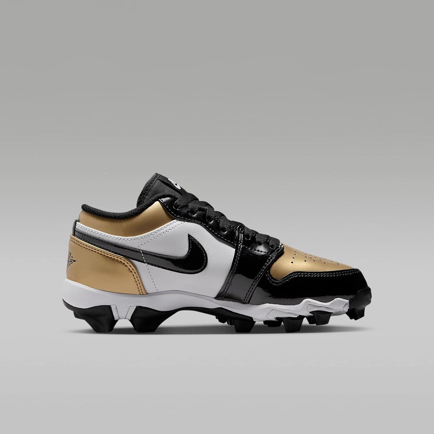 Jordan 1 Low Little/Big Kids' Cleats (HF6885-701, Metallic Gold/White/Black)