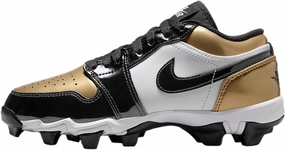 Jordan 1 Low Little/Big Kids' Cleats (HF6885-701, Metallic Gold/White/Black)