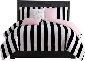 Juicy Couture JYZ010171 Cabana Stripe 6-Piece Reversible Set, King, Canaba Stripe Black