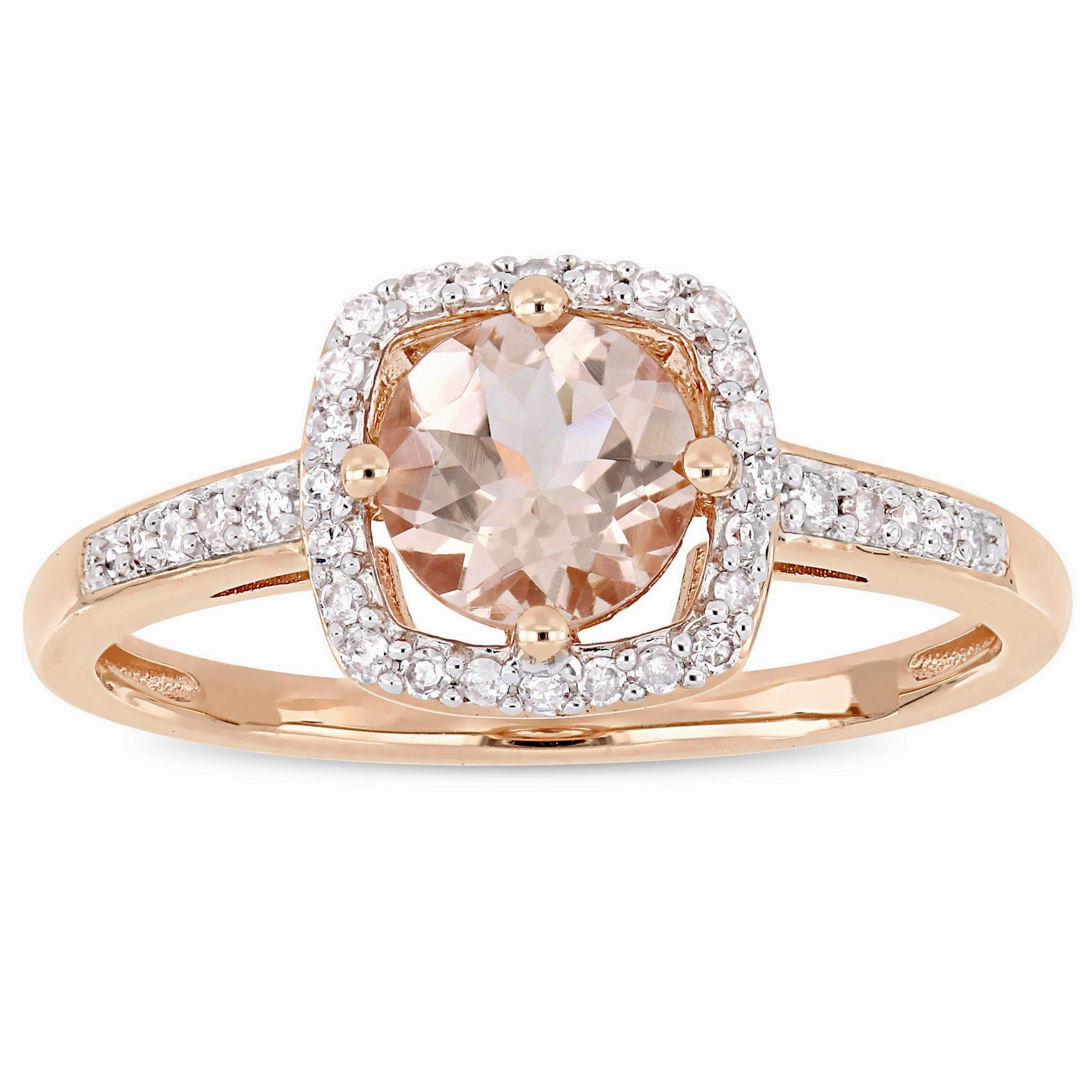 Julie Leah Morganite & Diamond Halo Ring in 10k Rose Gold