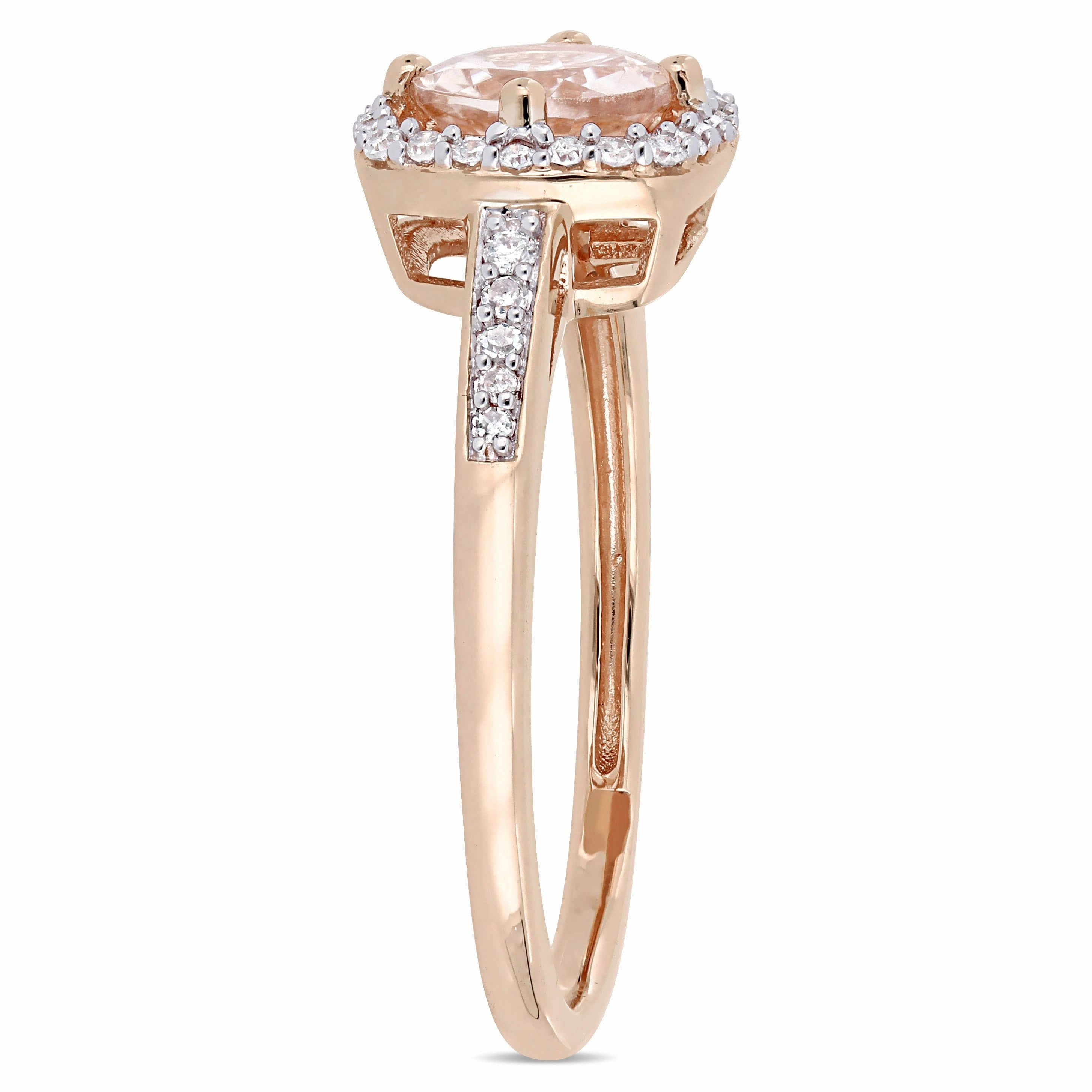 Julie Leah Morganite & Diamond Halo Ring in 10k Rose Gold