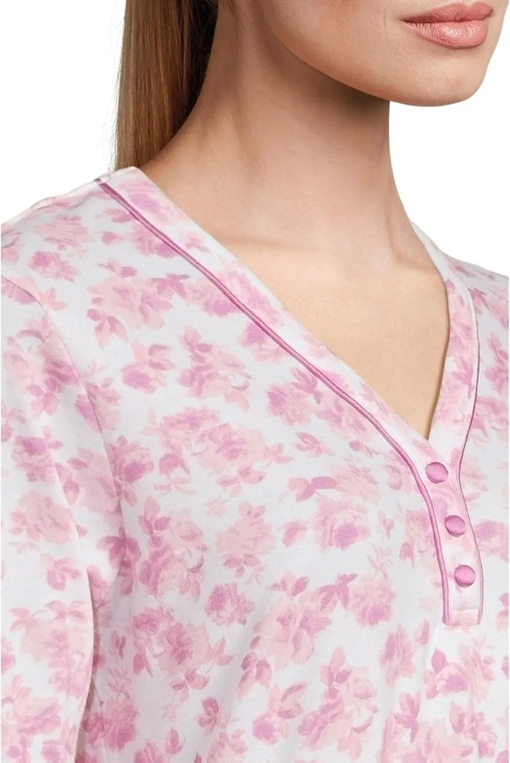 Karen Neuburger Women's Elbow Sleeve Henley Sleepshirt