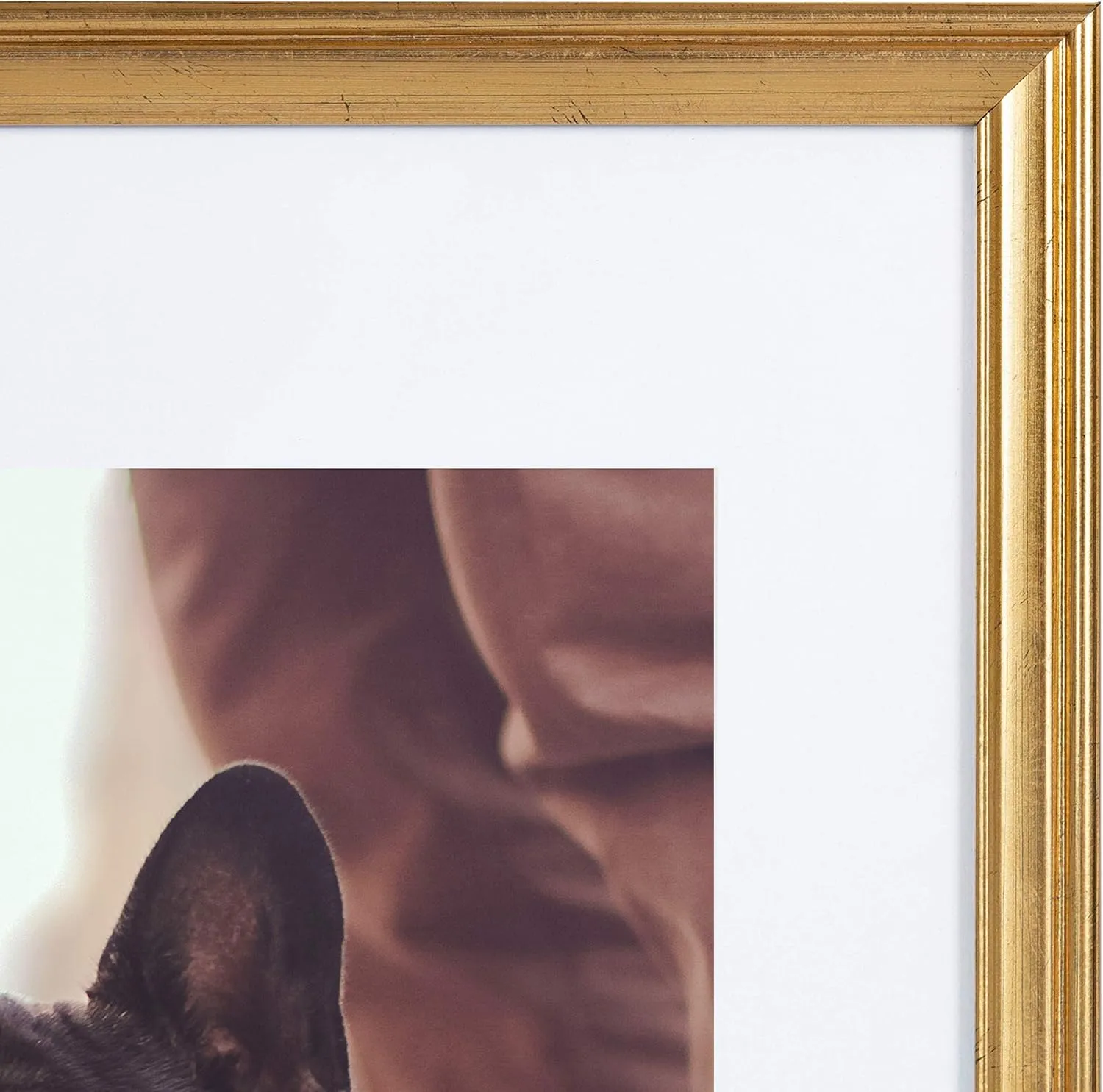 Kate and Laurel Adlynn Wall Picture Frame Set, 11" x 14" matted to 8" x 10", Gold, Set of 4