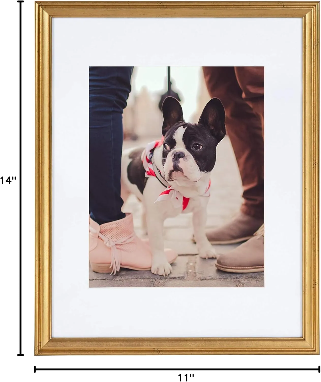 Kate and Laurel Adlynn Wall Picture Frame Set, 11" x 14" matted to 8" x 10", Gold, Set of 4