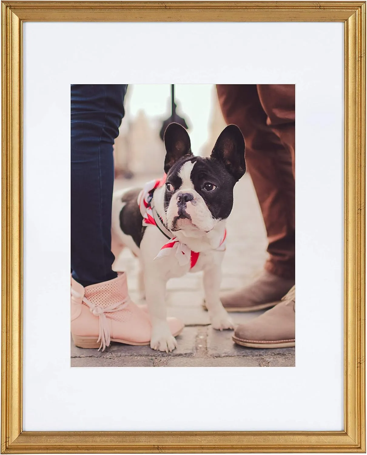 Kate and Laurel Adlynn Wall Picture Frame Set, 11" x 14" matted to 8" x 10", Gold, Set of 4