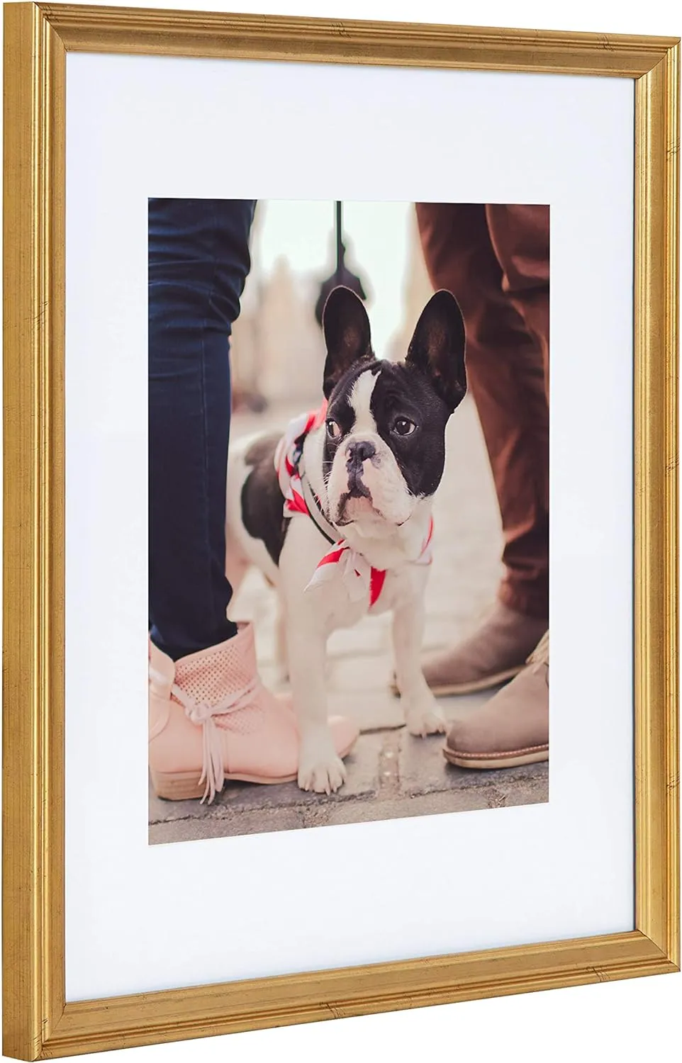 Kate and Laurel Adlynn Wall Picture Frame Set, 11" x 14" matted to 8" x 10", Gold, Set of 4