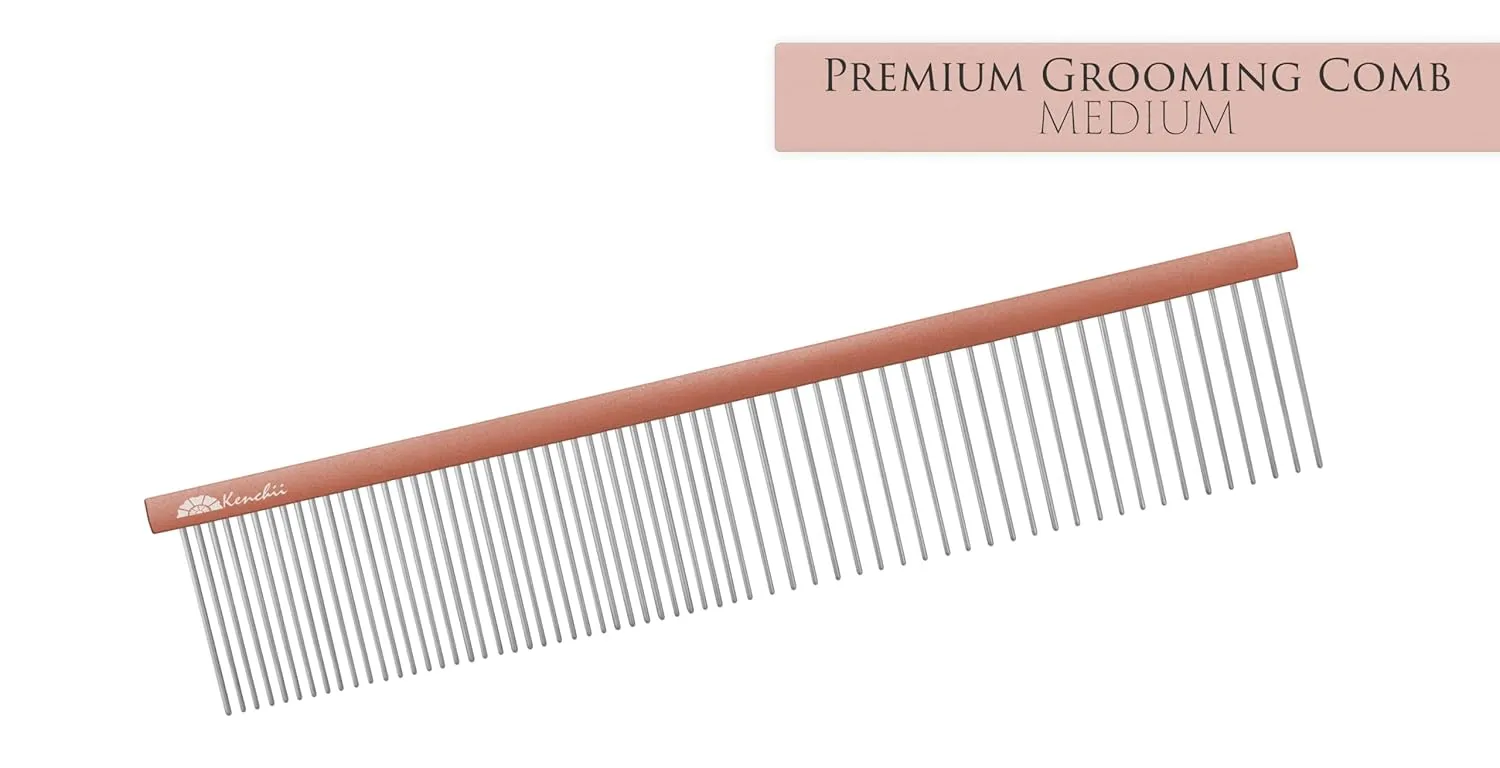 Kenchii Premium Satin Rose Gold Grooming Combs (Medium)