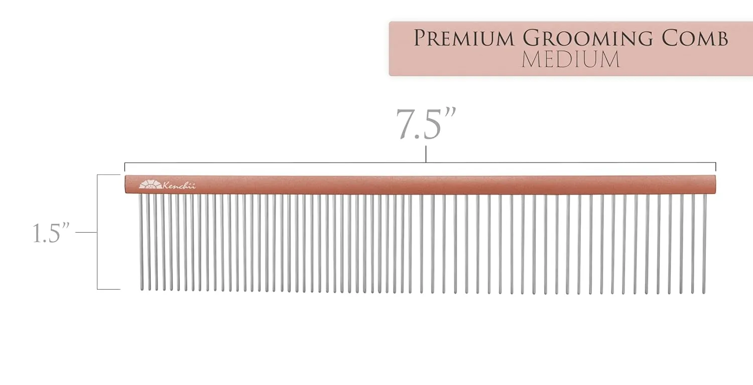 Kenchii Premium Satin Rose Gold Grooming Combs (Medium)