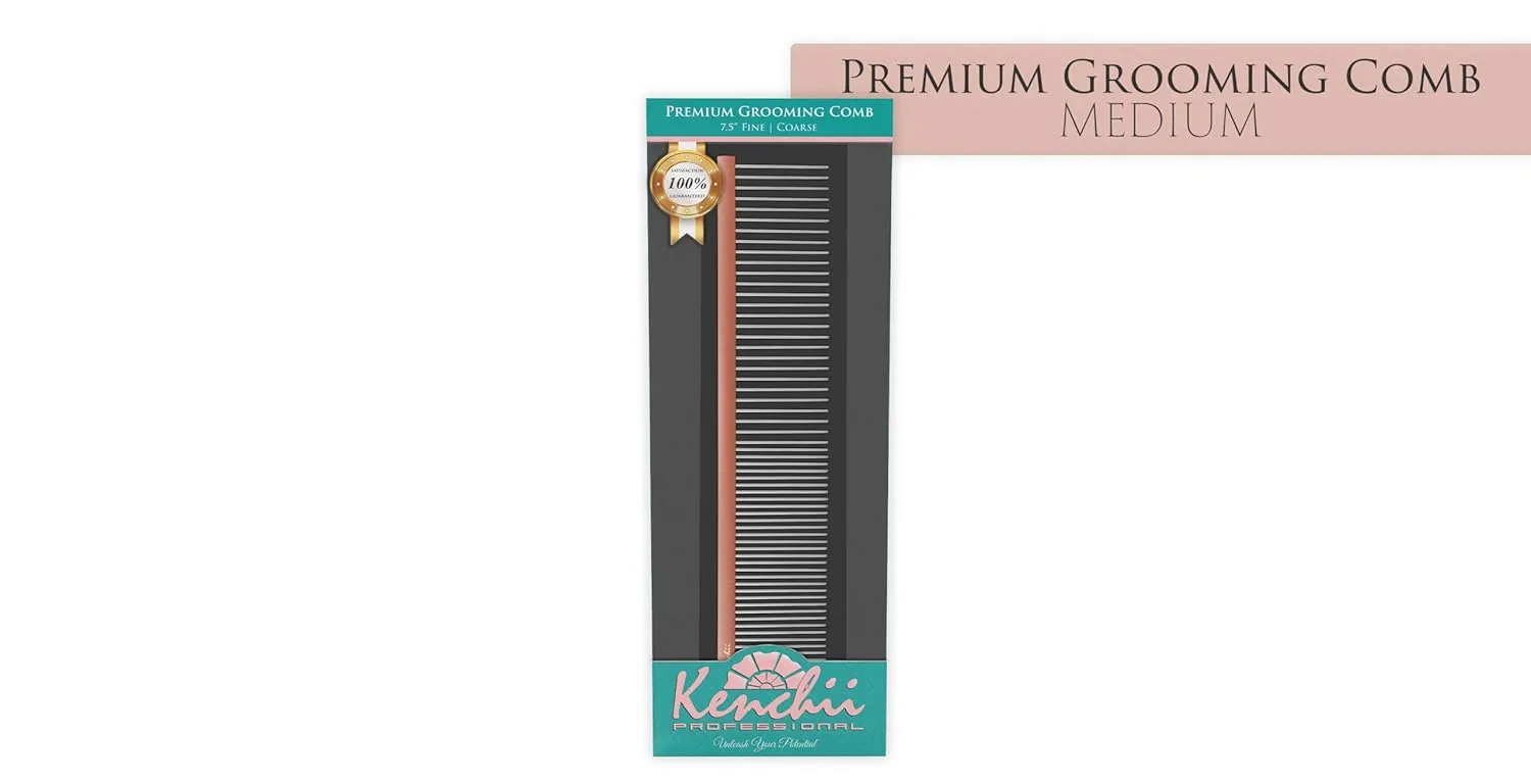 Kenchii Premium Satin Rose Gold Grooming Combs (Medium)