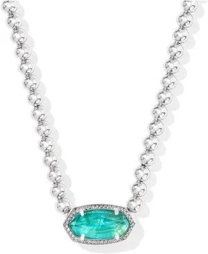 Kendra Scott Womens Elisa Beaded Necklace Silver Bright Aqua Illusion One Size One Size
