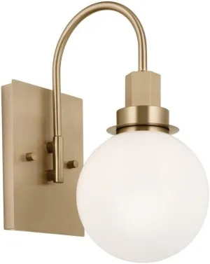 Kichler Hex 11.5 Inch 1 Light Wall Sconce with Opal Glass in Champagne Bronze, 11.5x9x5.75