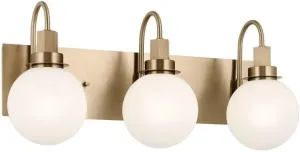 Kichler Hex 3-Light Vanity Light, Modern Light with Opal Glass in Champagne Bronze, Install Up or Down, Damp Rated, for Bathroom Vanity (22.75" x 10.25"), 55151CPZ