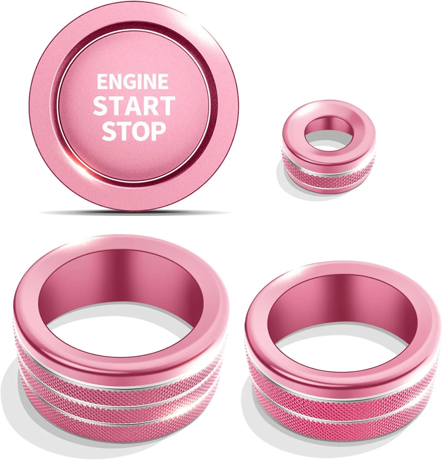 Knob Cover Accessories for Toyota Tundra 2022-2025 & Sequoia 2023-2025, 5pcs Aluminum Alloy Trim Set (Pink, 14-inch Display Screen)