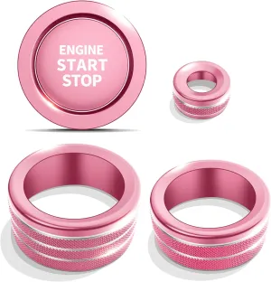 Knob Cover Accessories for Toyota Tundra 2022-2025 & Sequoia 2023-2025, 5pcs Aluminum Alloy Trim Set (Pink, 14-inch Display Screen)