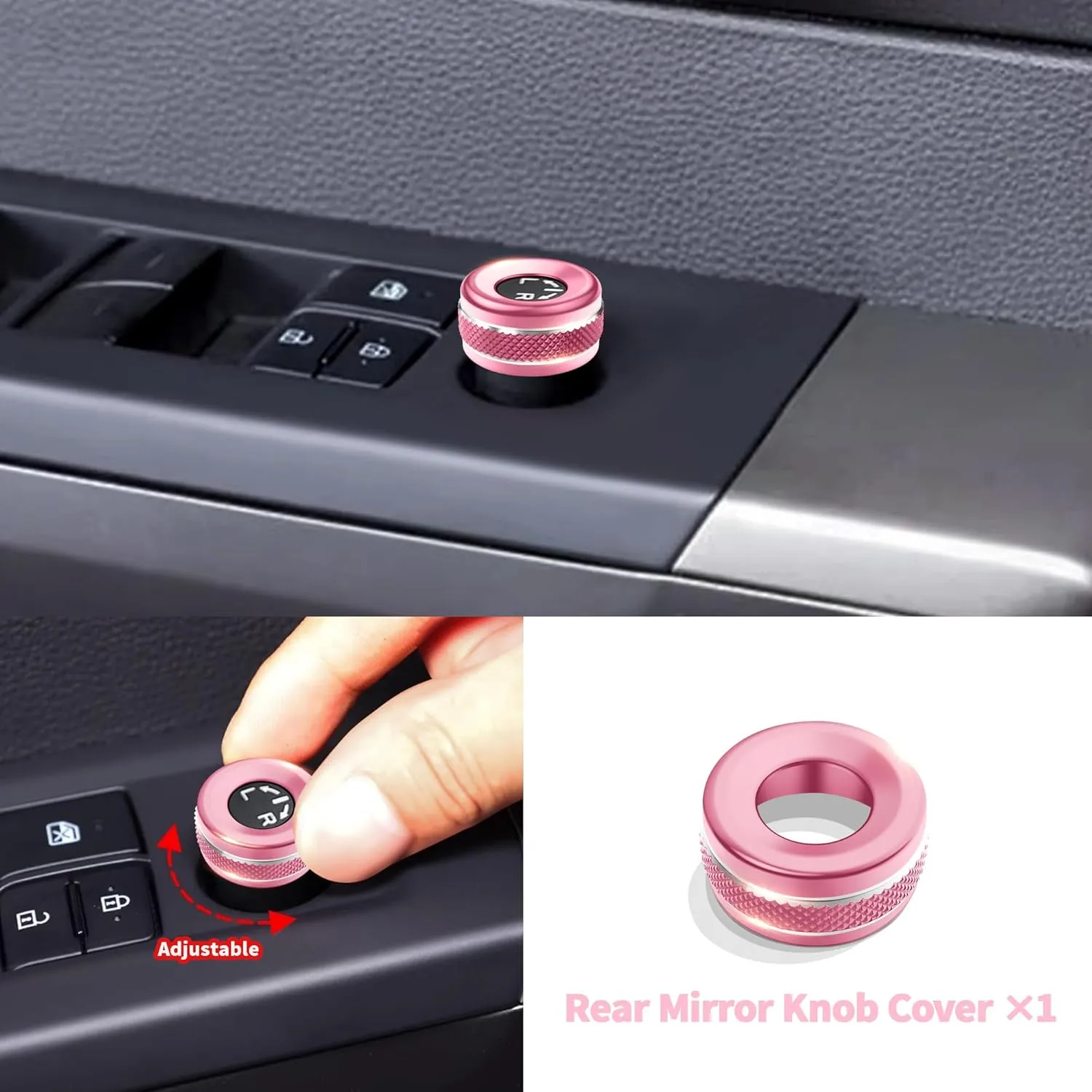 Knob Cover Accessories for Toyota Tundra 2022-2025 & Sequoia 2023-2025, 5pcs Aluminum Alloy Trim Set (Pink, 14-inch Display Screen)