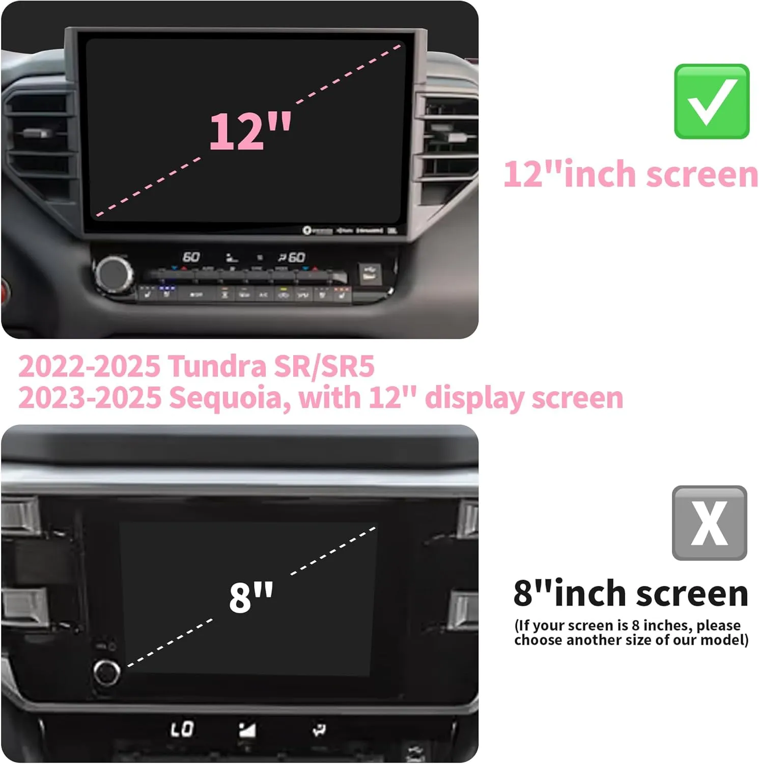 Knob Cover Accessories for Toyota Tundra 2022-2025 & Sequoia 2023-2025, 5pcs Aluminum Alloy Trim Set (Pink, 14-inch Display Screen)