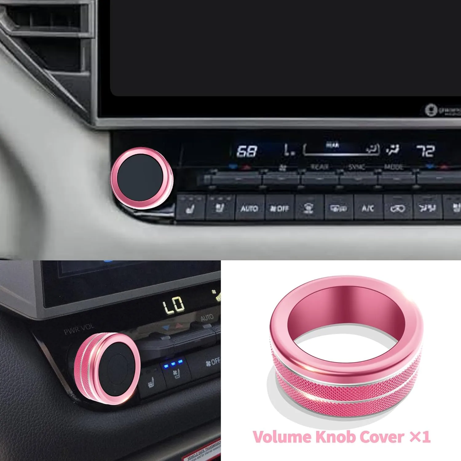 Knob Cover Accessories for Toyota Tundra 2022-2025 & Sequoia 2023-2025, 5pcs Aluminum Alloy Trim Set (Pink, 14-inch Display Screen)