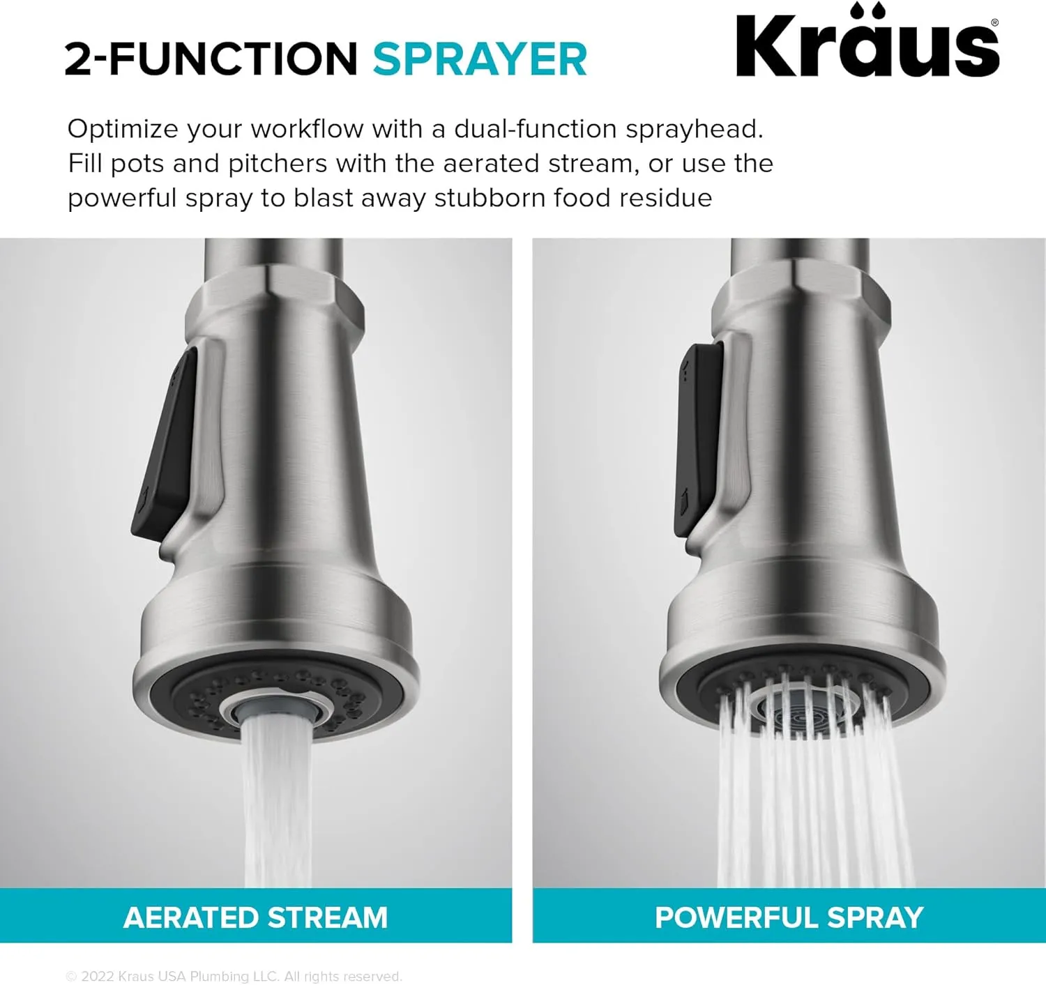KRAUS Allyn Industrial Pull-Down Single Handle Kitchen Faucet in Spot-Free Antique Champagne Bronze, KPF-4102SFACB