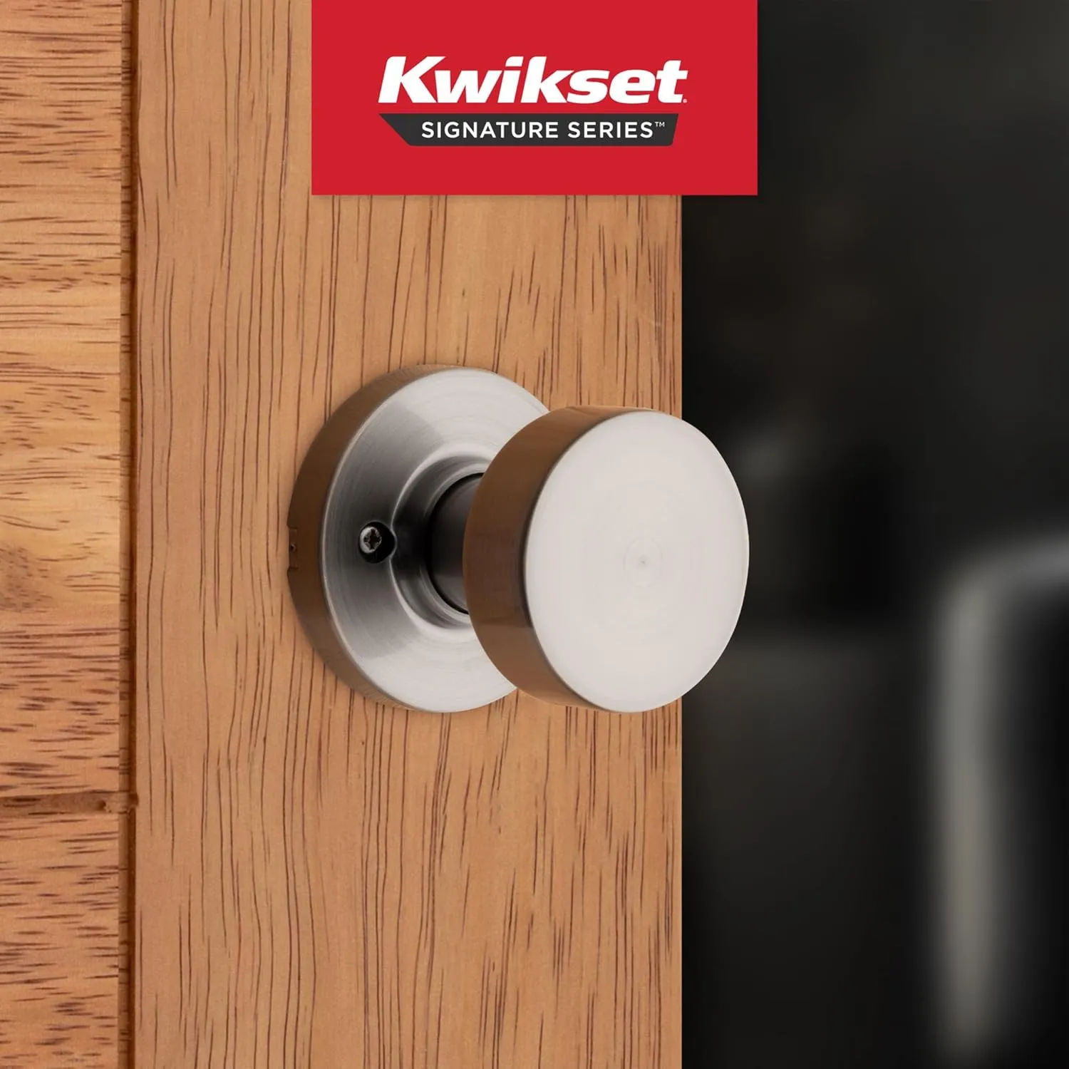Kwikset Pismo Dummy Door Knob, Single Sided Handle for Closets, French Double Doors, and Pantry, Satin Nickel Non-Turning Interior Push/Pull Door Knob, with Microban Protection, Round Rose