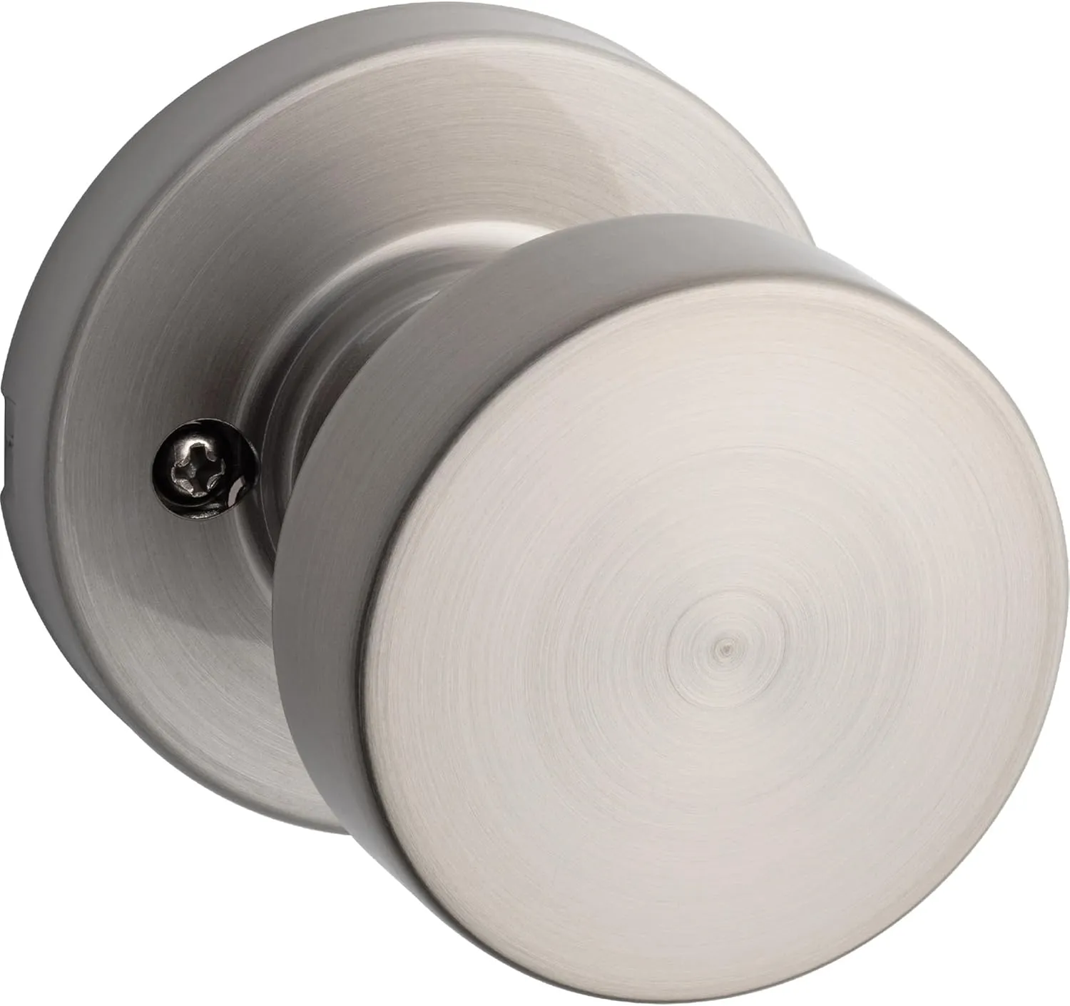 Kwikset Pismo Dummy Door Knob, Single Sided Handle for Closets, French Double Doors, and Pantry, Satin Nickel Non-Turning Interior Push/Pull Door Knob, with Microban Protection, Round Rose