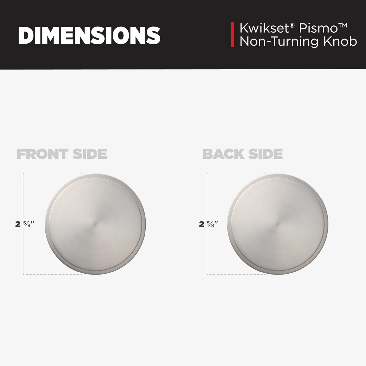 Kwikset Pismo Dummy Door Knob, Single Sided Handle for Closets, French Double Doors, and Pantry, Satin Nickel Non-Turning Interior Push/Pull Door Knob, with Microban Protection, Round Rose