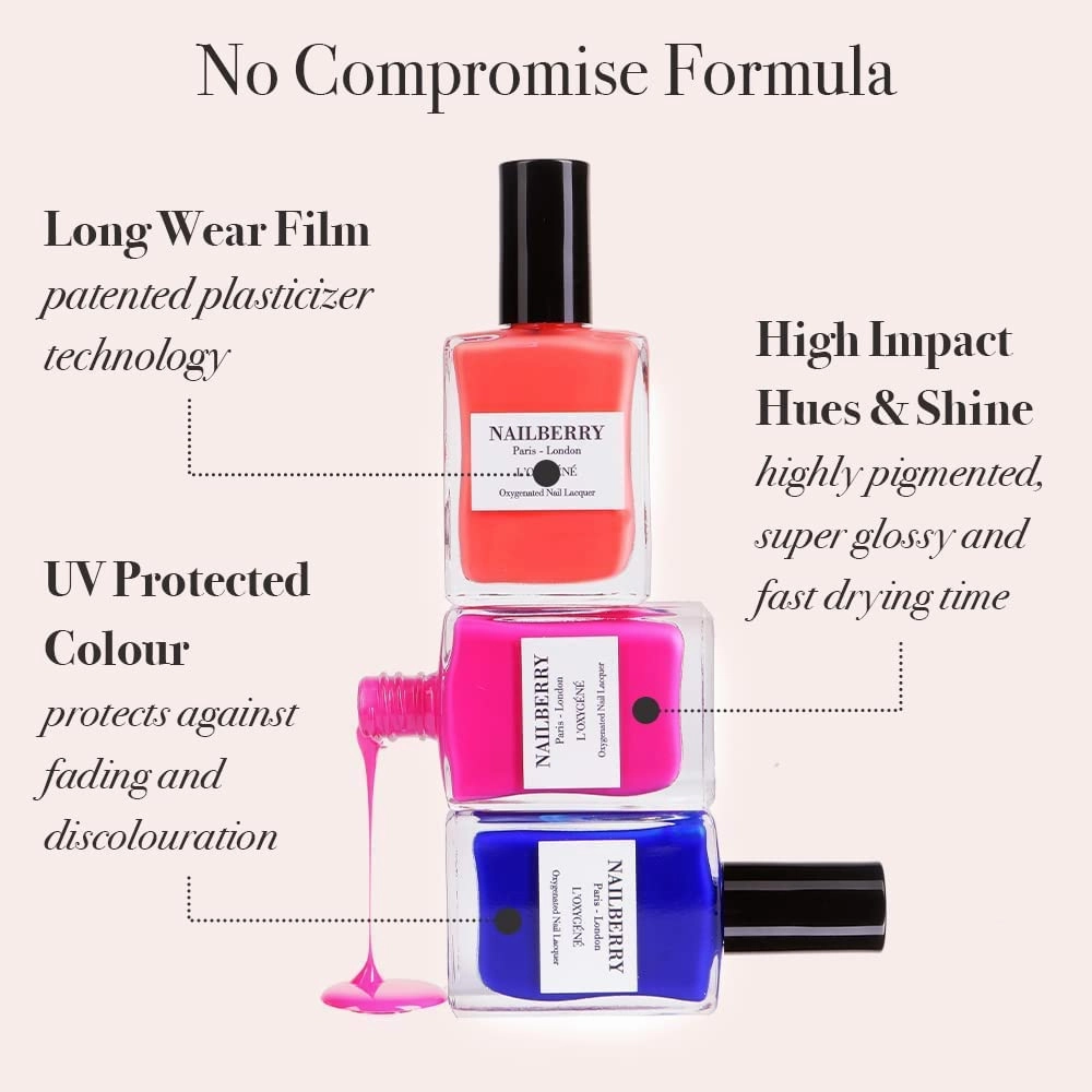 L'Oxygéné Oxygenated Nail Lacquer | Stargazer | Iridescent Rose Gold Metallic Opaque | UV Protected Long-Wear Nail Polish | 12-Free | Vegan | Certified Halal | Cruelty & Gluten Free | 15 ml