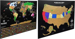 Landmass Scratch Off Map Of The World Poster   Scratch Off Map Of The United States - Scratch Off World Map Print - USA Poster - US National Parks - Wall Art - Deluxe Maps - Gift Idea For Travelers