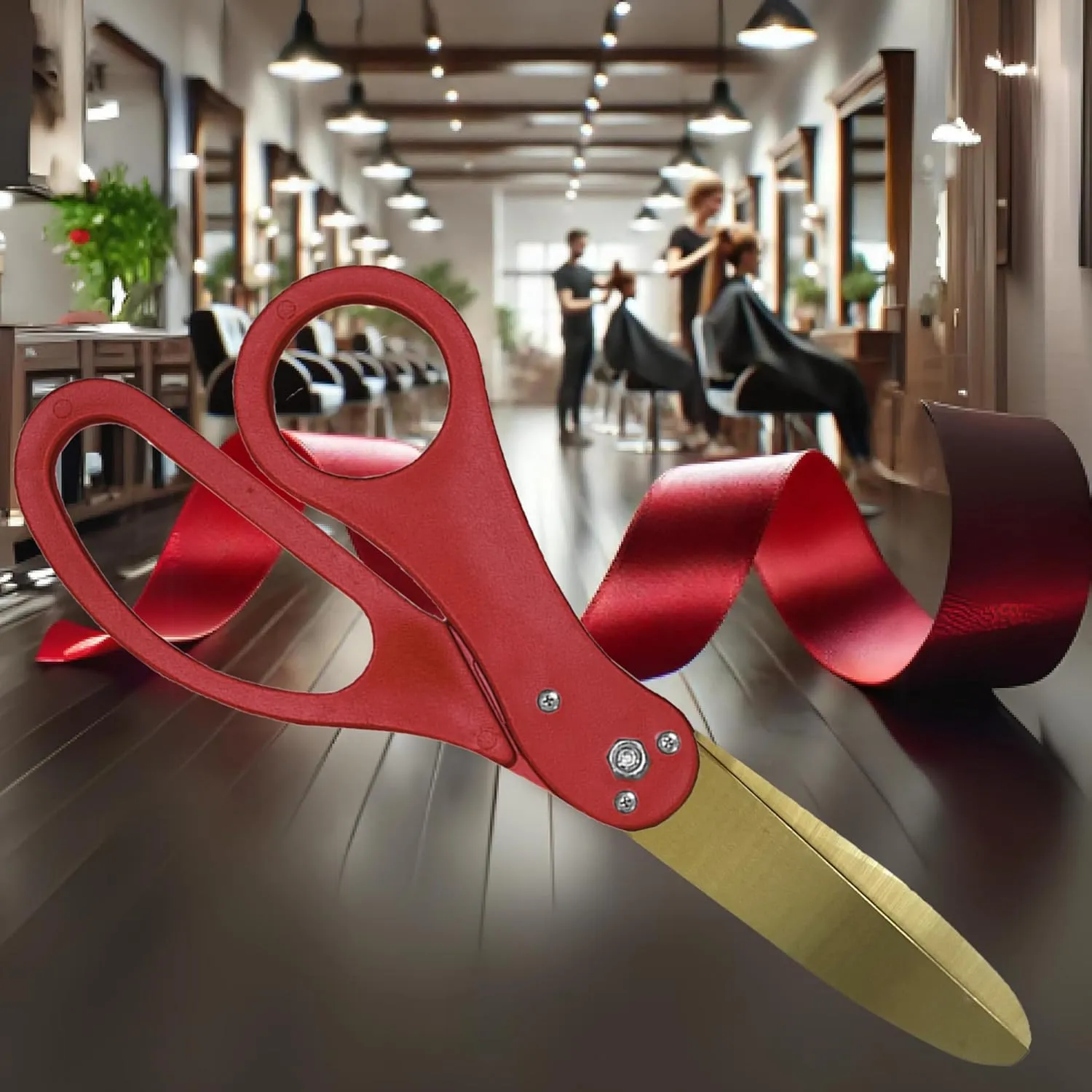 Large Ribbon Cutting Ceremony Kit - Oversize 20 Inch Red Scissors for Ribbon Cutting with Gold Blade and Red Satin Ceremonial Ribbon for Grand Openings and Special Events