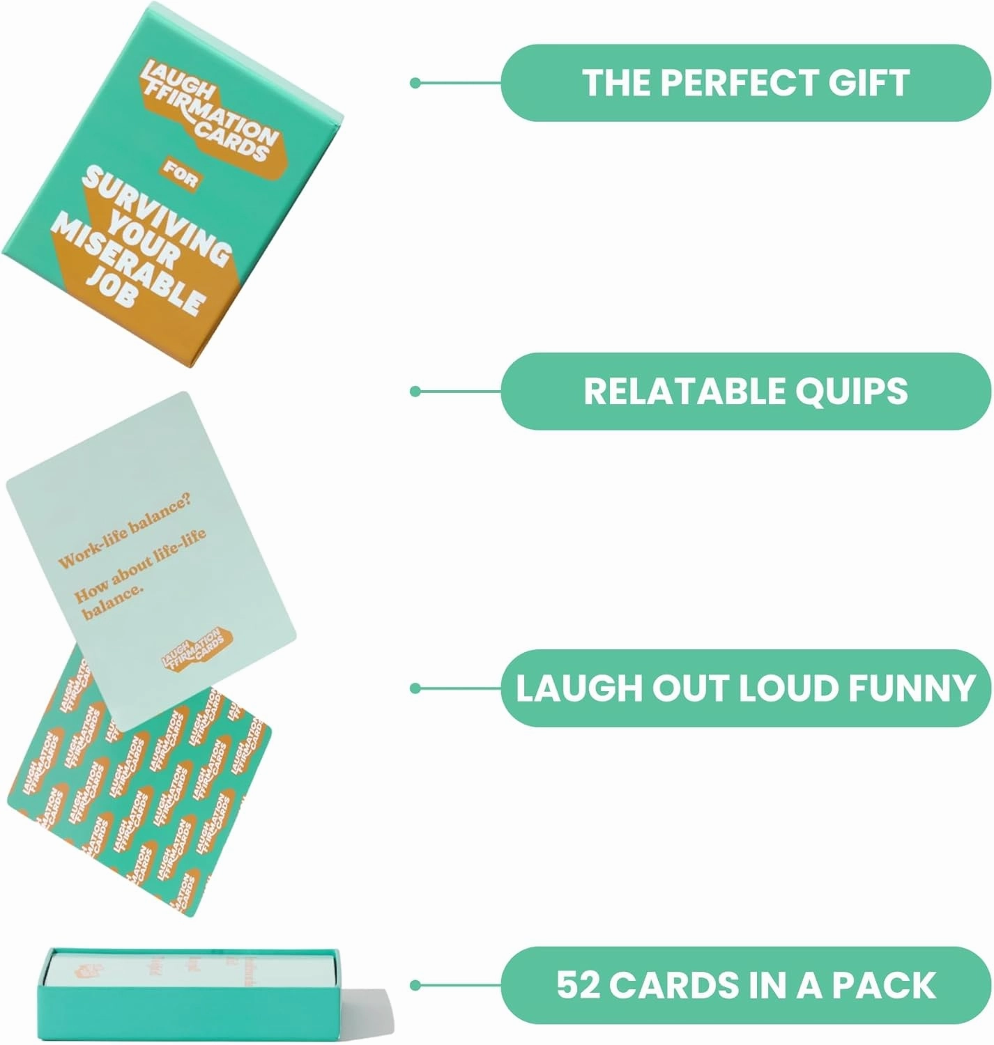 Laughffirmation Affirmation Cards For Adults – Punchy & Hilarious Gift For Dad, Mom, Wife, Husband & Coworker – Funny Gift For All Occasions – Birthdays, Father’s Day, Mother’s Day, Anniversary