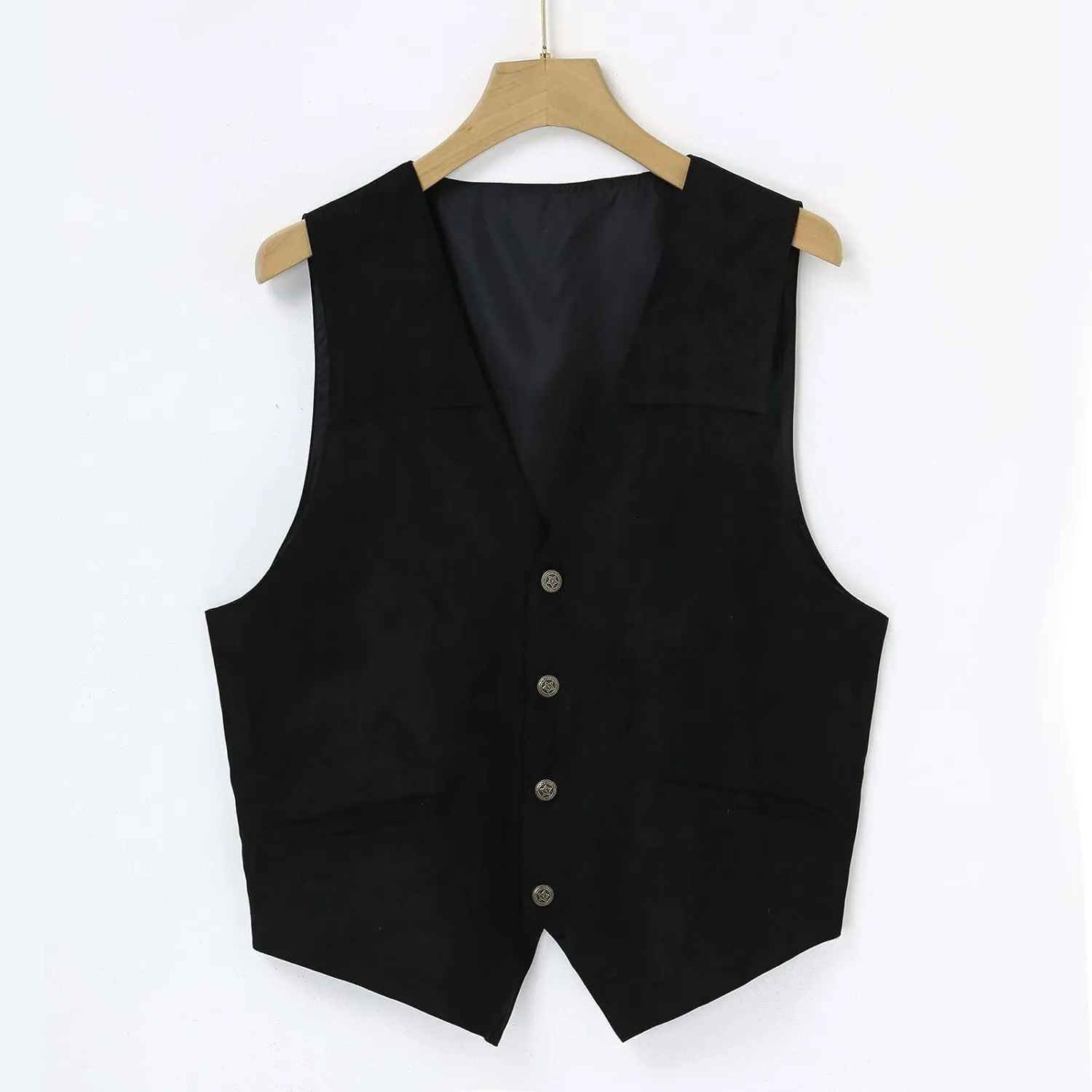 LCMTWX Black Vest Men V Neck Pocket Retro Color Vest Blouse With Button Utility Vest Men Mens Blazer Men Tux Chaleco Para