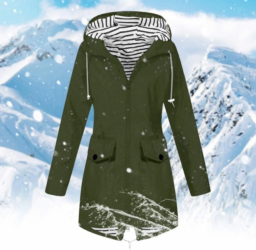 LCMTWX Womens rain coat winter Waterproof Windproof Outdoor Coat Plus Women's Coat Windbreaker Trench Coat Rain Jacket