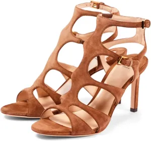 LEHOOR Women Sexy High Heels Gladiator Sandals Open Peep Toe Suede Caged Sandal Booties Kitten Heel Round Toe Cutout Ankle Boots Buckle Strappy Stiletto Sandals Dressy Summer Wedding Office 4-11 M US