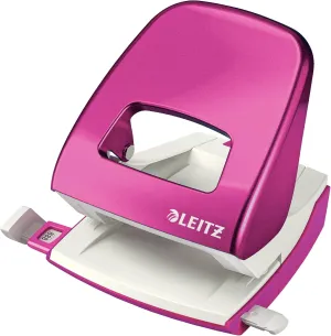 Leitz 5008 Ref 50082023 Punch 2-Hole Medium-Duty Durable Metal Capacity 30x 80 GSM - Metallic Pink