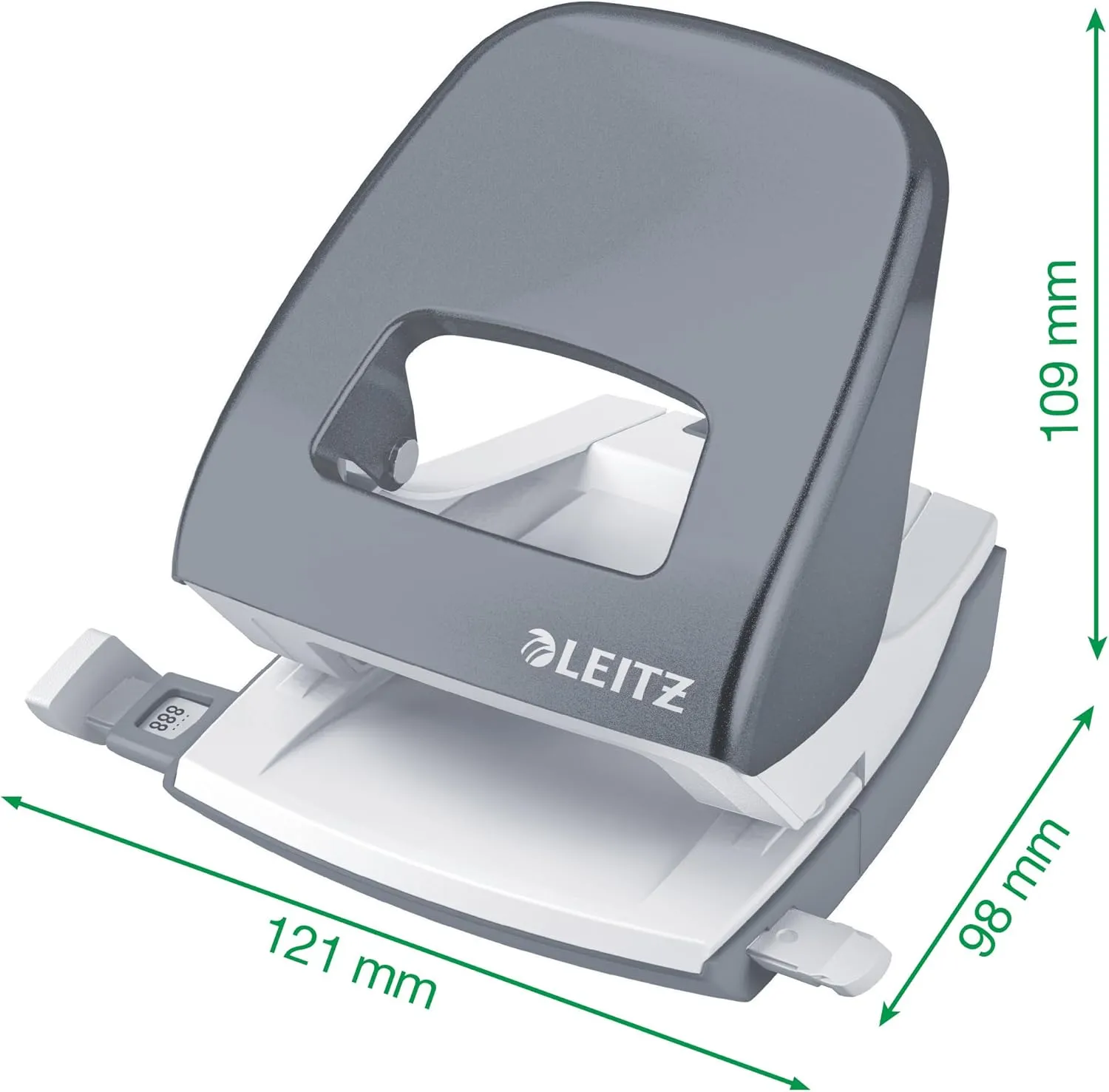 Leitz Hole Punch, 30 Sheets, Guide Bar with Format Markings, Metal, Wow Range, 50081023 - Metallic Pink