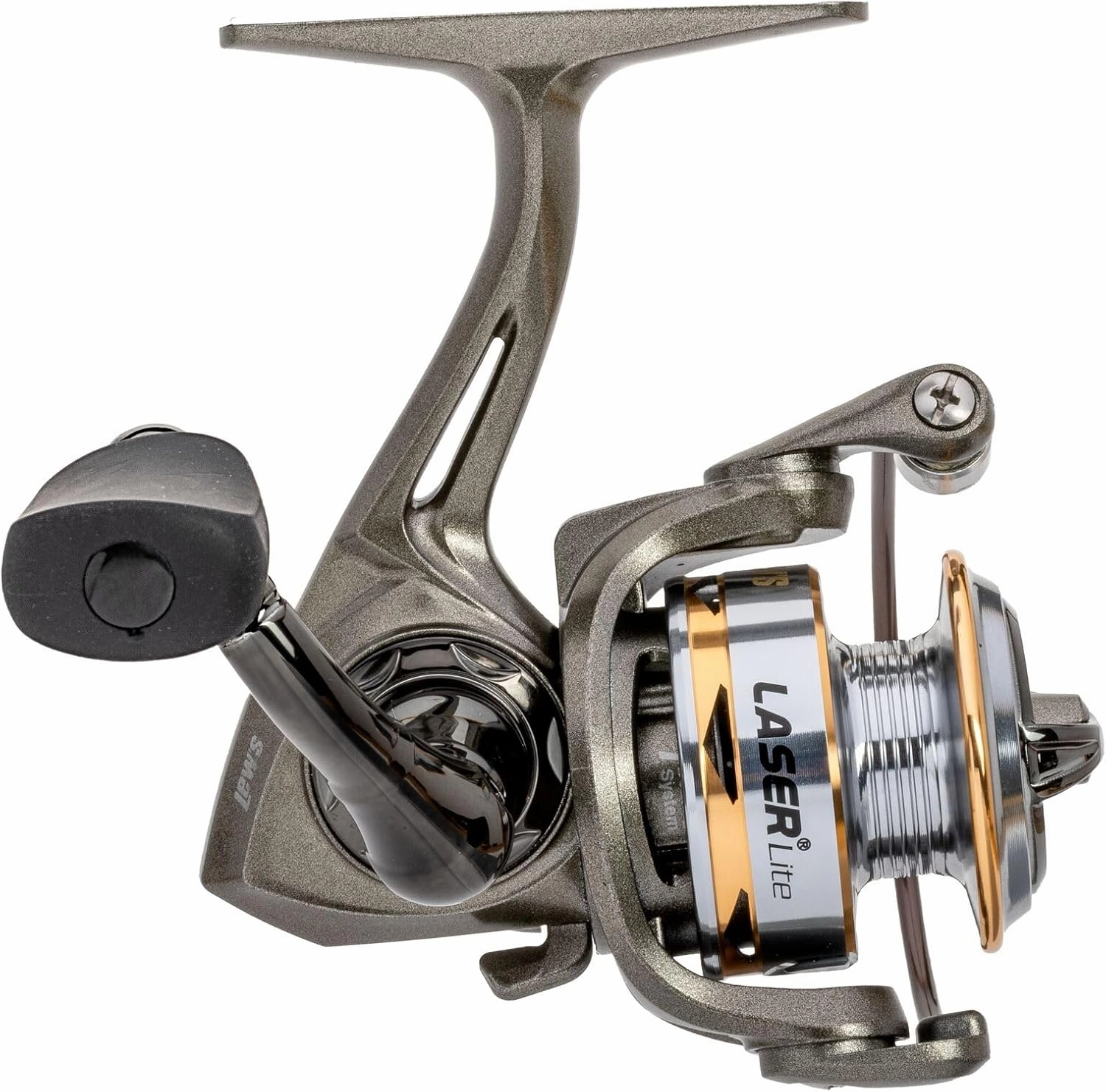 Lew’s Laser Lite Spinning Fishing Reel, 6 1 Bearings, Graphite Frame and Sideplate, Speed Lube, Multi-Disc Drag, Metallic Gray/Silver/Gold