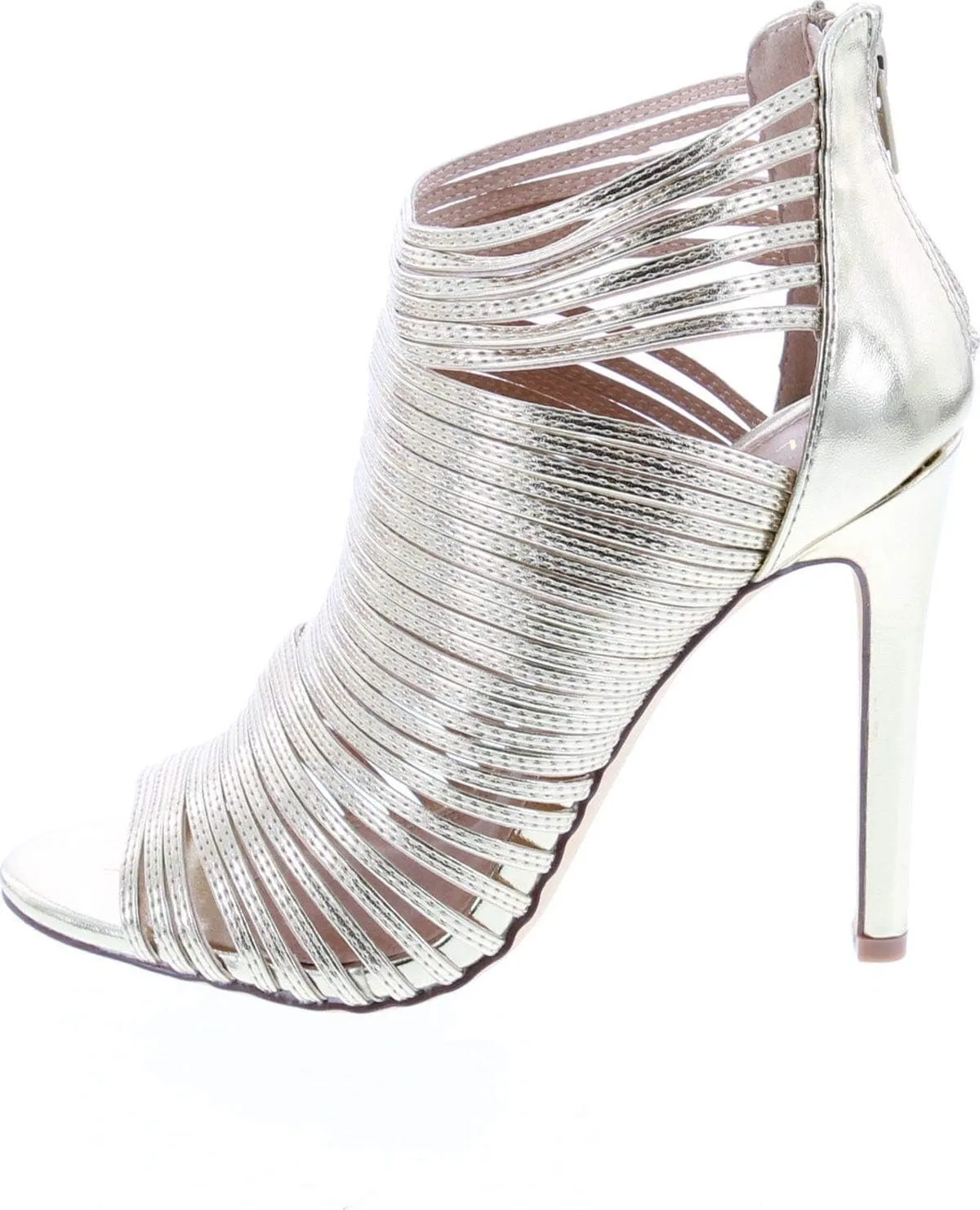 Liliana Nikia-9 Women Metallic Caged Peep Toe Cutout Stiletto Sandal Gold