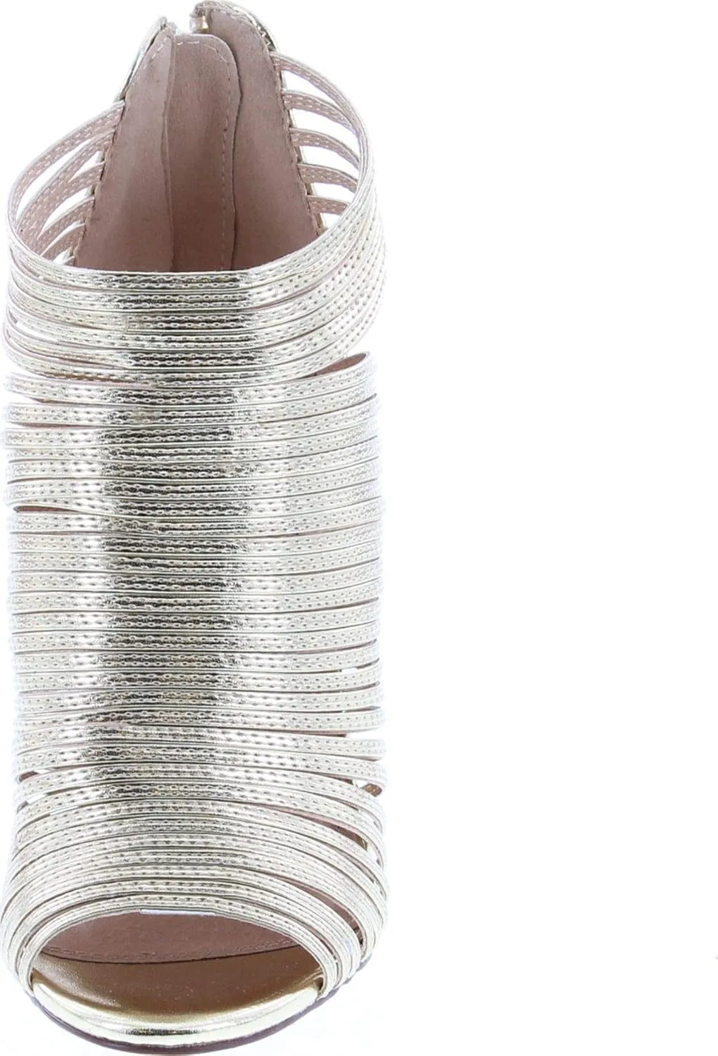 Liliana Nikia-9 Women Metallic Caged Peep Toe Cutout Stiletto Sandal Gold