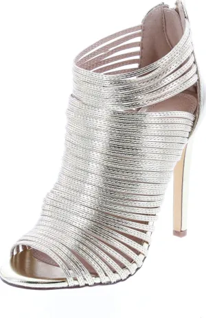 Liliana Nikia-9 Women Metallic Caged Peep Toe Cutout Stiletto Sandal Gold
